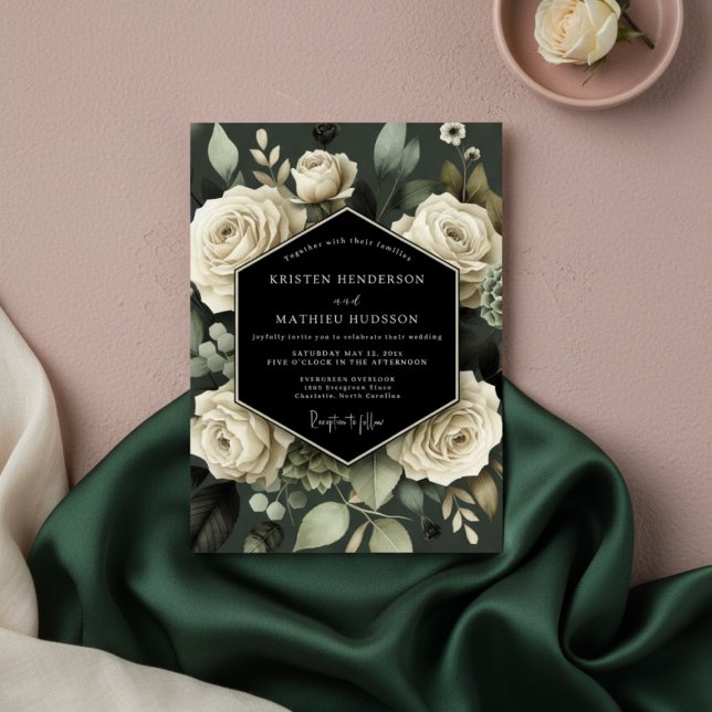 Convites Casamento Romance Botânico Creme (Criador carregado)