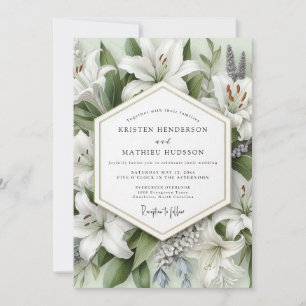 Convites Casamento Romance Botânico Lírio Branco