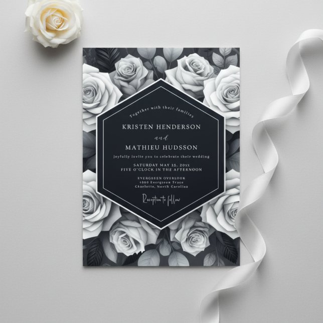 Convites Casamento Romance Botânico Rosa Cinza (Criador carregado)