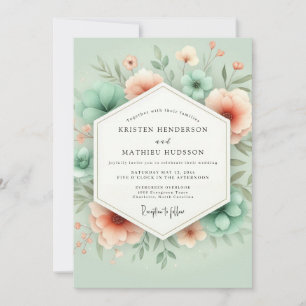 Convites Casamento Romance Fantasia Floral Menta