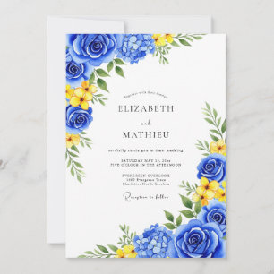 Convites Casamento Romance Flor de Azul Real