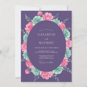 Convites Casamento Romance Flor de Blossom Roxo