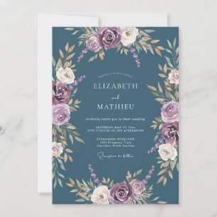 Convites Casamento Romance Flor de Borra de Vinho Roxo