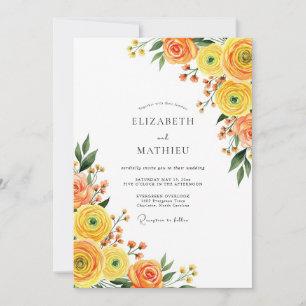 Convites Casamento Romance Flor de Laranja Amarelo