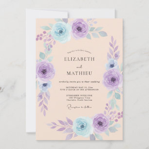 Convites Casamento Romance Flor de Lavanda Azul