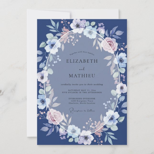 Convites Casamento Romance Flor de Naval Delicada (Frente)