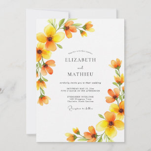 Convites Casamento Romance Flor de Ouro Amarelo