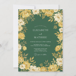 Convites Casamento Romance Flor de Ouro Verde Floresta