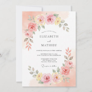 Convites Casamento Romance Flor de Peachy Blush