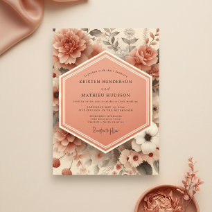 Convites Casamento Romance Flor de Pêssego