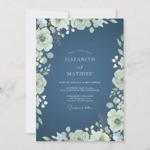 Convites Casamento Romance Flor de Sage Verde