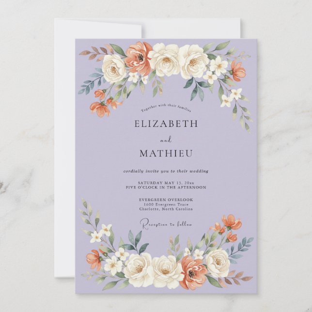 Convites Casamento Romance Flor de Vinca (Frente)