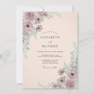 Convites Casamento Romance Flor Gentil Malva