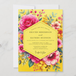 Convites Casamento Romance Floral Amarelo