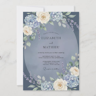 Convites Casamento Romance Floral Azul