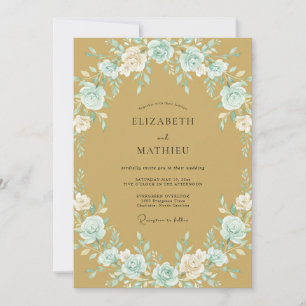 Convites Casamento Romance Floral Beijo Azul