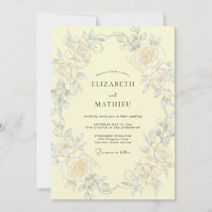 Convites Casamento Romance Floral Botânico Creme