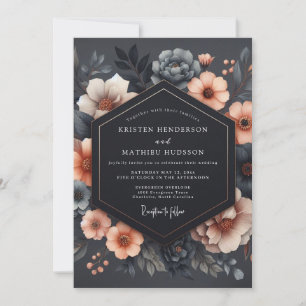 Convites Casamento Romance Floral Carvão