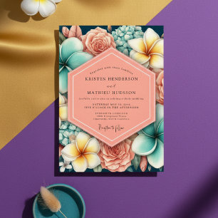 Convites Casamento Romance Floral Coral