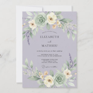 Convites Casamento Romance Floral Delicado Lavanda