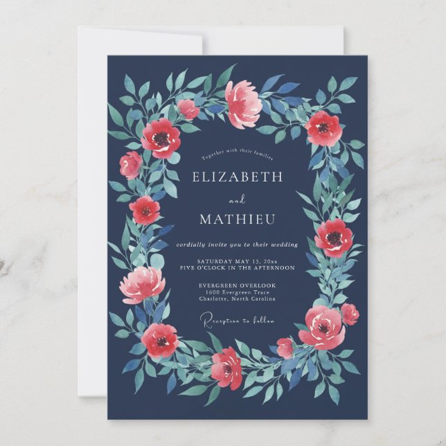 Convites Casamento Romance Floral Flor de Navalha (Frente)