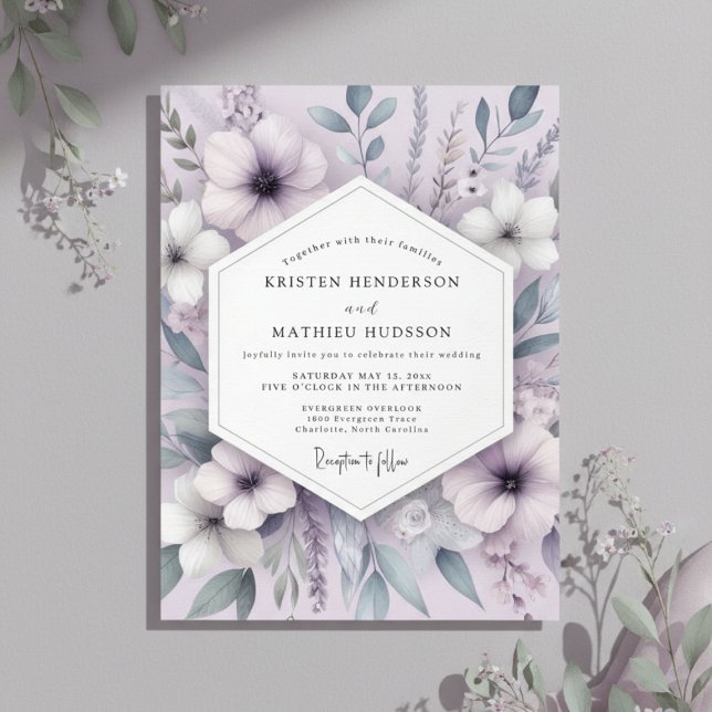 Convites Casamento Romance Floral Lavanda (Criador carregado)