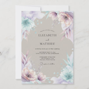 Convites Casamento Romance Floral Lilás