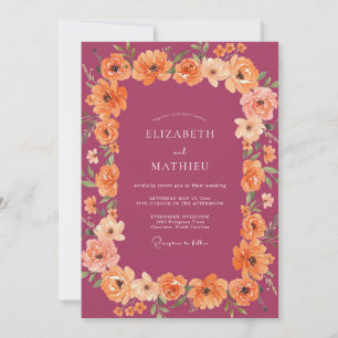 Convites Casamento Romance Floral Luxuriante Ameixa