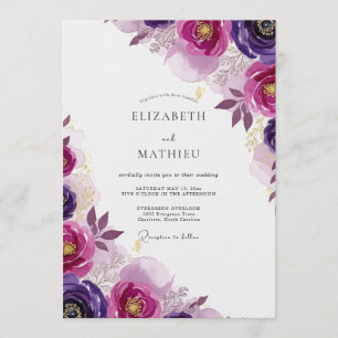Convites Casamento Romance Floral Magenta