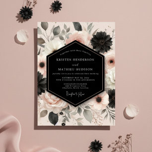 Convites Casamento Romance Floral Mal-humorado Blush
