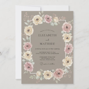 Convites Casamento Romance Floral Malva