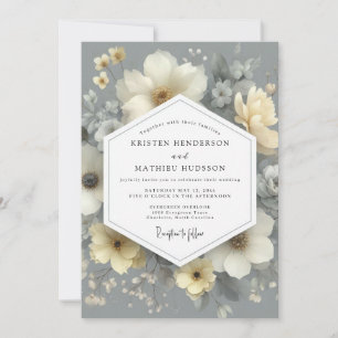 Convites Casamento Romance Floral Marfim