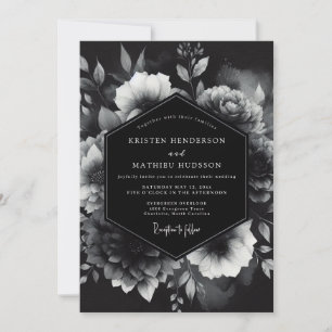 Convites Casamento Romance Floral Opulento Preto