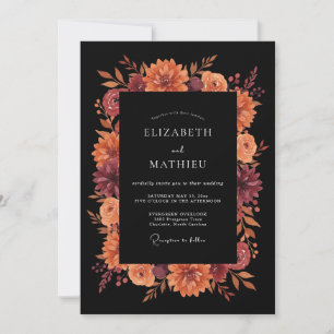 Convites Casamento Romance Floral Outonal Marrom