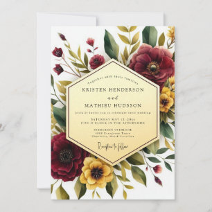 Convites Casamento Romance Floral Outonal Marrom