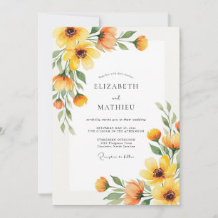 Convites Casamento Romance Floral Outono Amarelo