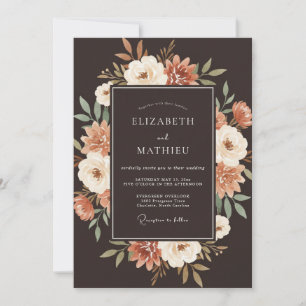 Convites Casamento Romance Floral Outono em Terracota