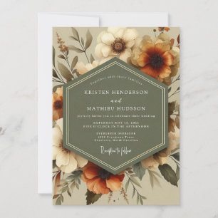 Convites Casamento Romance Floral Outono Terracota