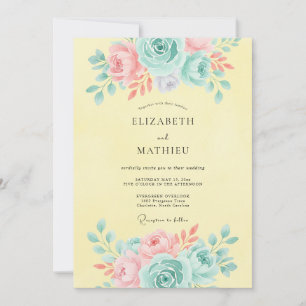 Convites Casamento Romance Floral Pastel
