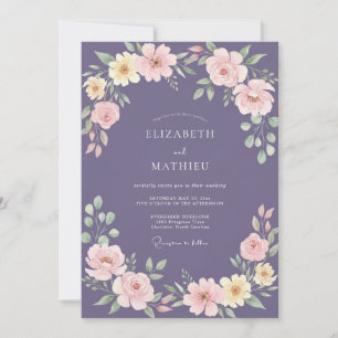 Convites Casamento Romance Floral Pintado Ametista