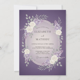Convites Casamento Romance Floral Roxo