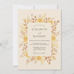 Convites Casamento Romance Floral Suave Âmbar