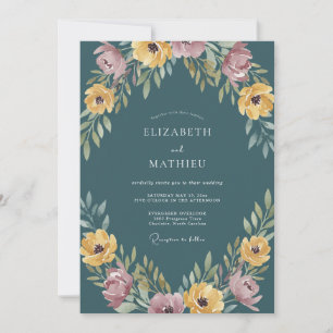 Convites Casamento Romance Floral Turquesa em Flor