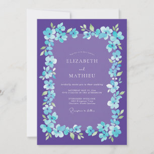 Convites Casamento Romance Floral Vibrante Roxo