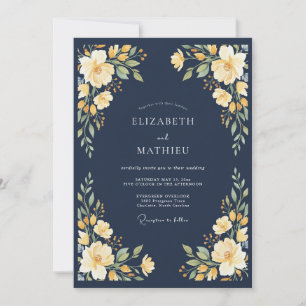 Convites Casamento Romance Naval Flor de Ouro