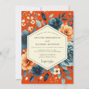 Convites Casamento Romance Outonal Floral Blush