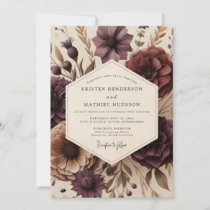 Convites Casamento Romance Outono Flor de Ameixa