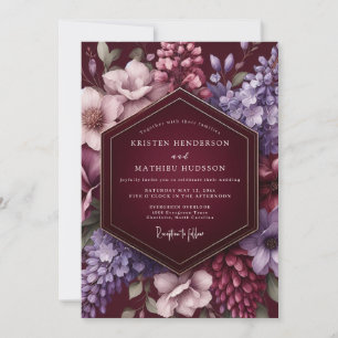 Convites Casamento Romance Pétala Veludo Borgonha