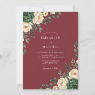 Convites Casamento Romance Rosa Borgonha