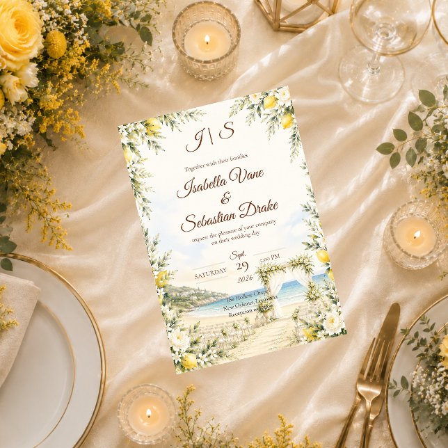 Convites Casamento Romântico à Beira-Mar (Criador carregado)